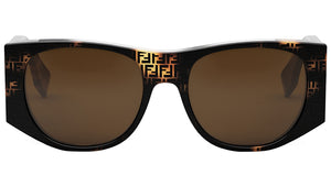 Baguette Havana Oval Sunglasses