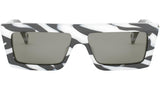 CELINE Monochroms Black and White Striped Rectangular Sunglasses