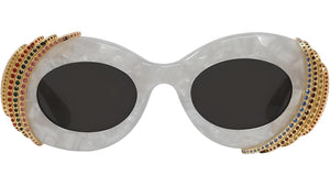 Paula's Ibiza White Oval Sunglasses