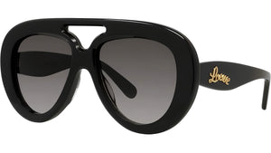 Curvy Black Pilot Sunglasses