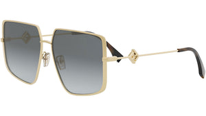 FF Diamonds Shiny Gold Geometric Sunglasses