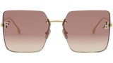 Fendi First Gold Square Sunglasses